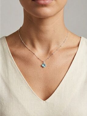 21: Mia Fiore Delicate Sterling Silver Necklace with Turquoise Clover Pendant
